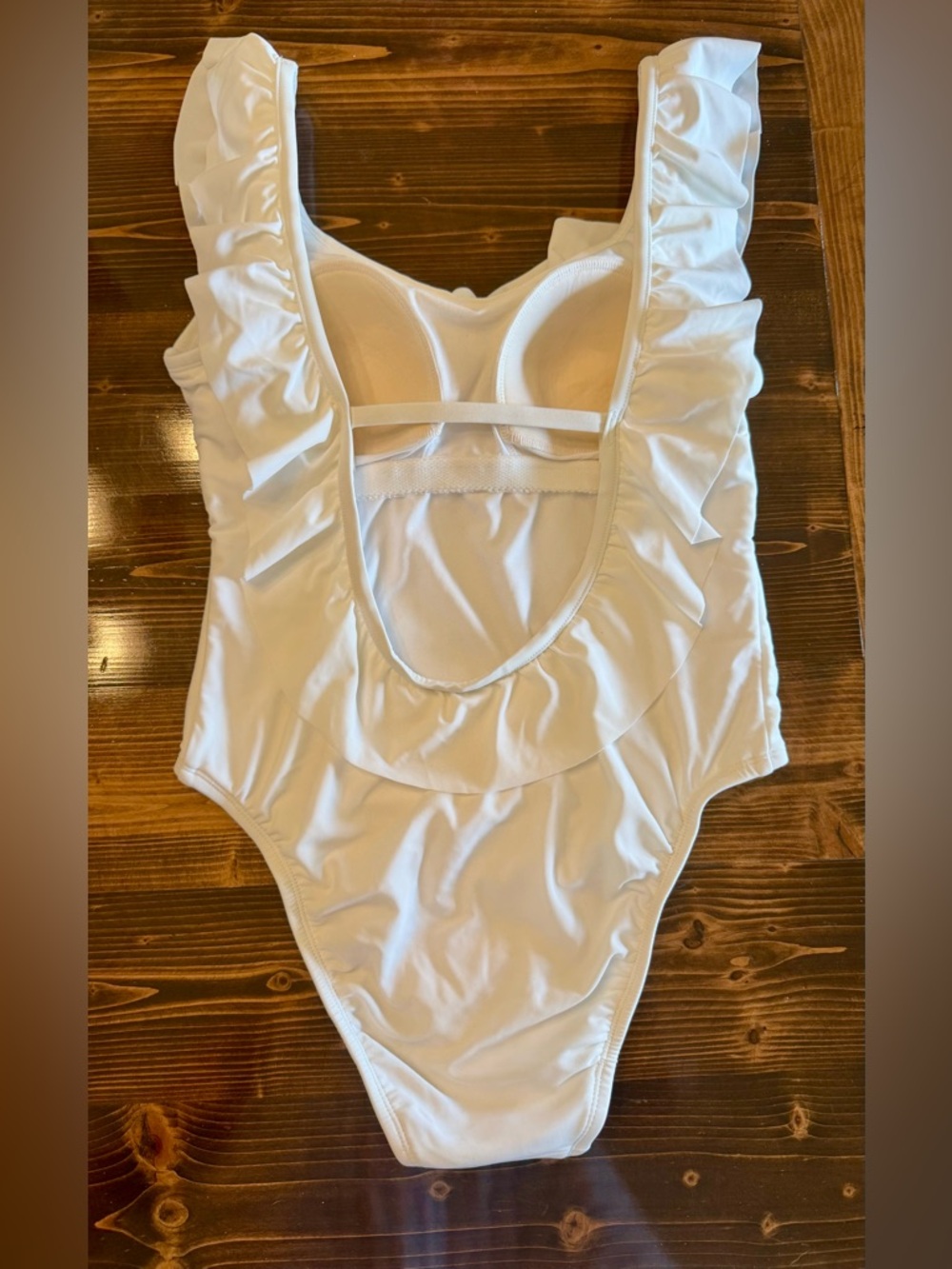 NWT Shade & Shore White Ruffle One-Piece Swimsuit Size M - Picture 2 of 6